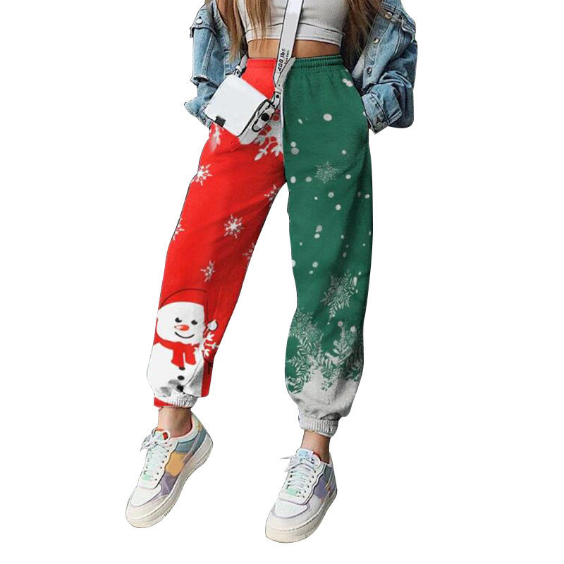 Women's Christmas Positioning Printed Loose Sweatpants