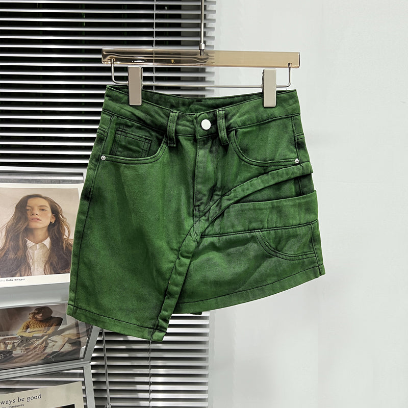 Denim Fashion Skirt High Waist A Line