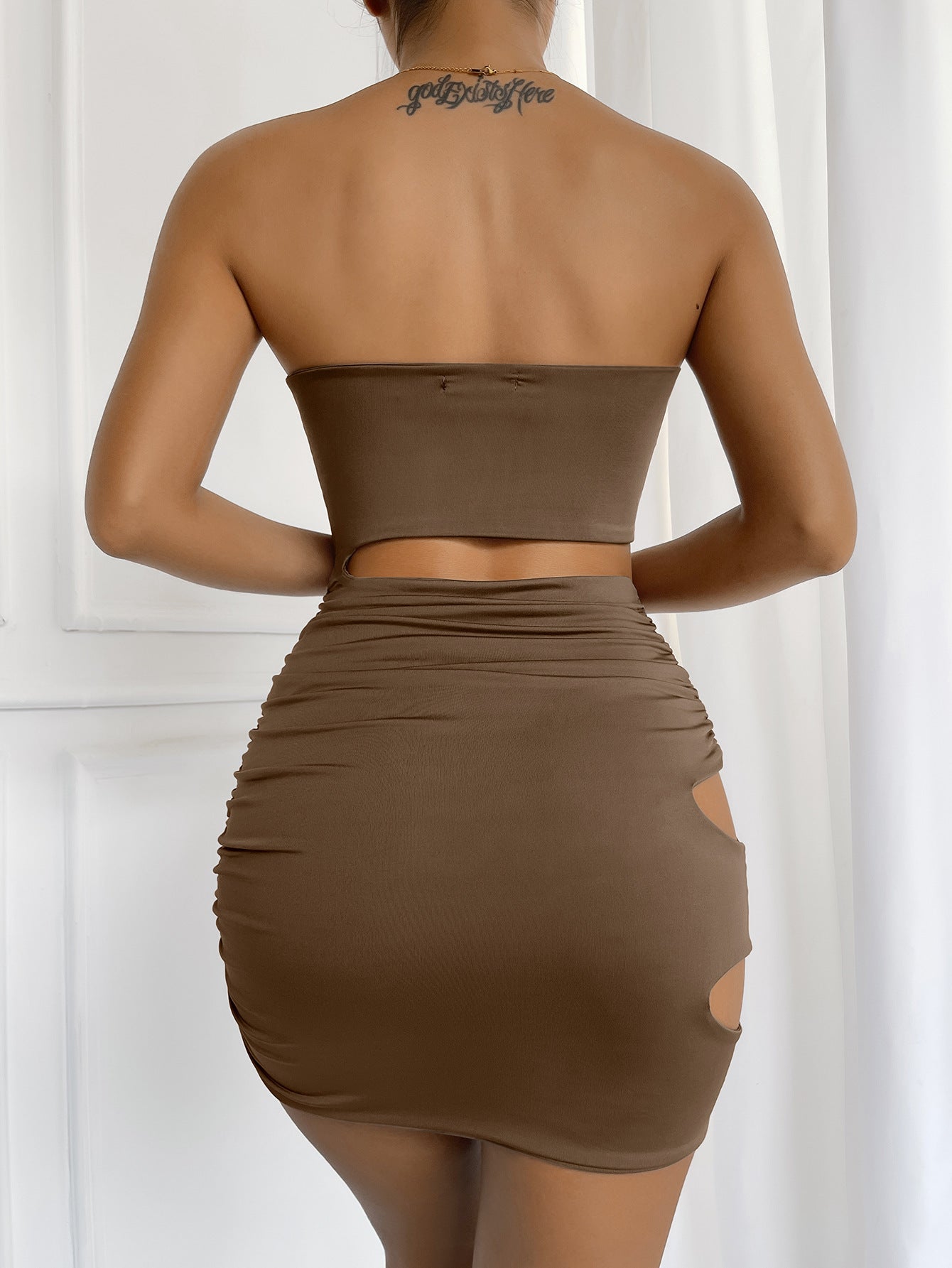 New Women's Hollow Out Waist European And American Summer Tube Top Simple Dress