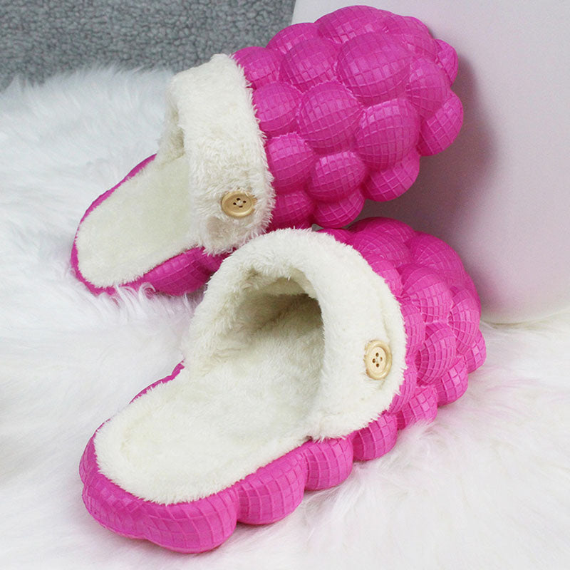 Bubble Shoes With Plush Home Slippers Warm Lovers Couple Slippers Winter Fashion