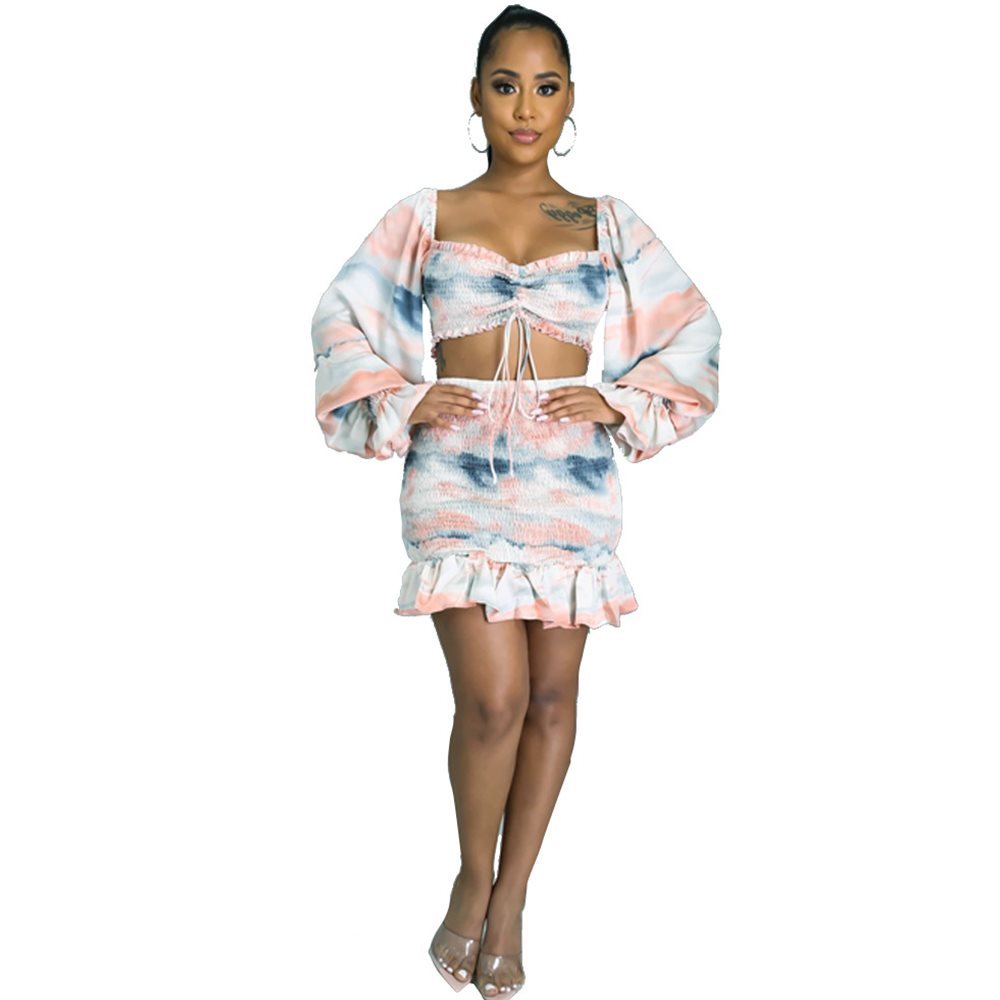 Waist Skirt Suit Printed High Waist Temperament