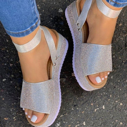 Rhinestone Sandals Summer Fashion Platform Shoes For Women