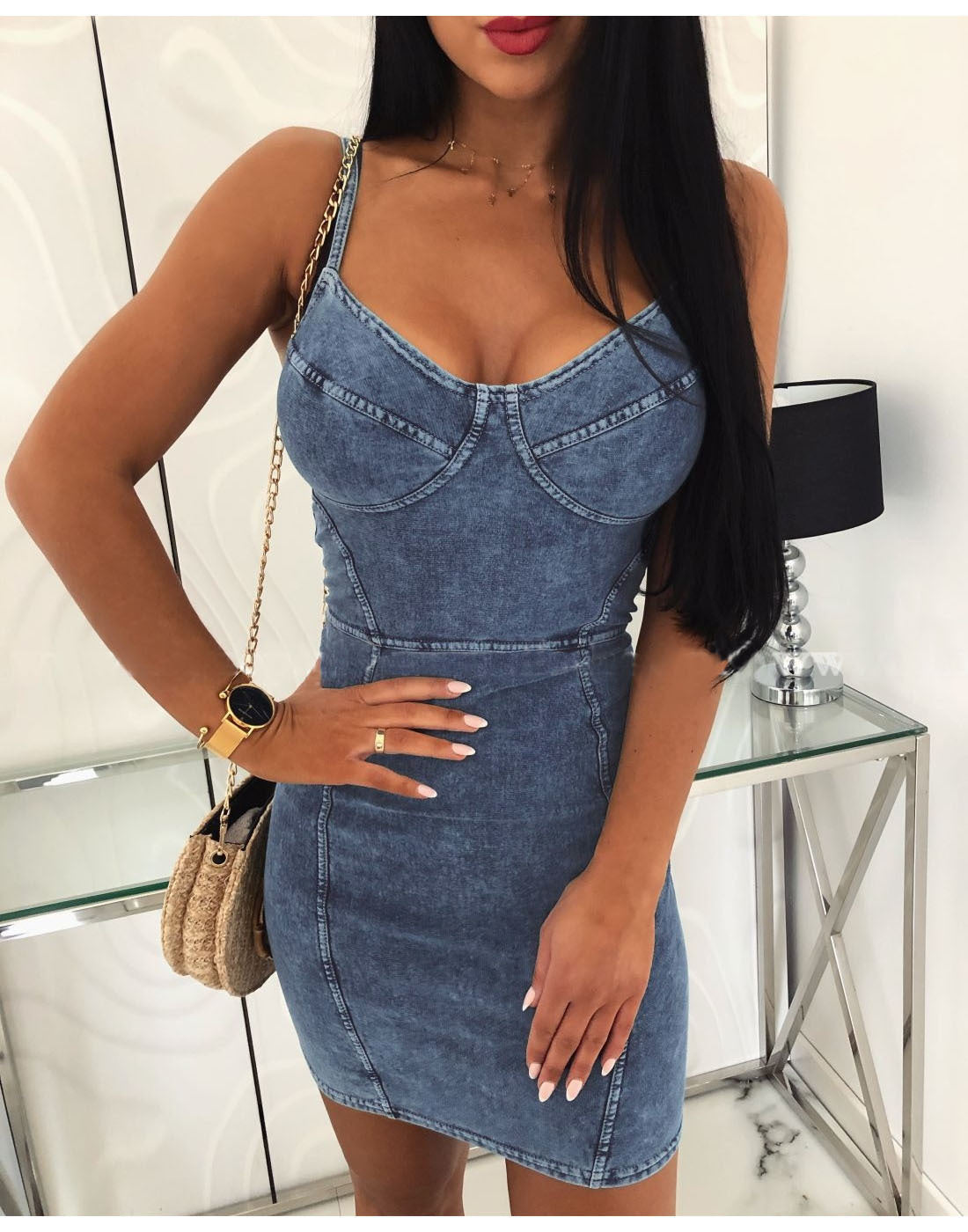 Denim hip dress