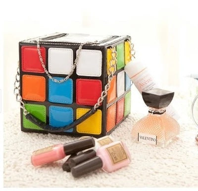 LNew fashion personality cute Rubik's Cube bag style hand bag female bag handbag clutch bag