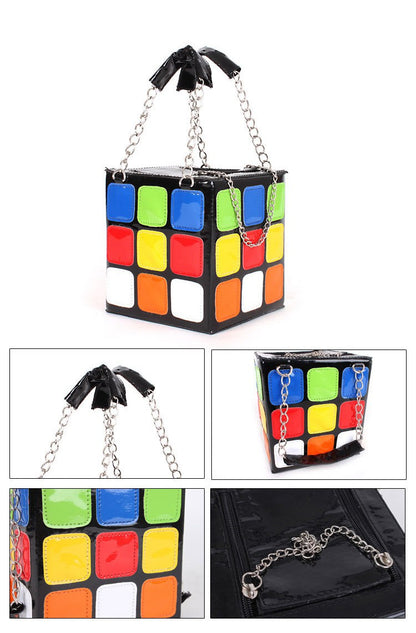 LNew fashion personality cute Rubik's Cube bag style hand bag female bag handbag clutch bag