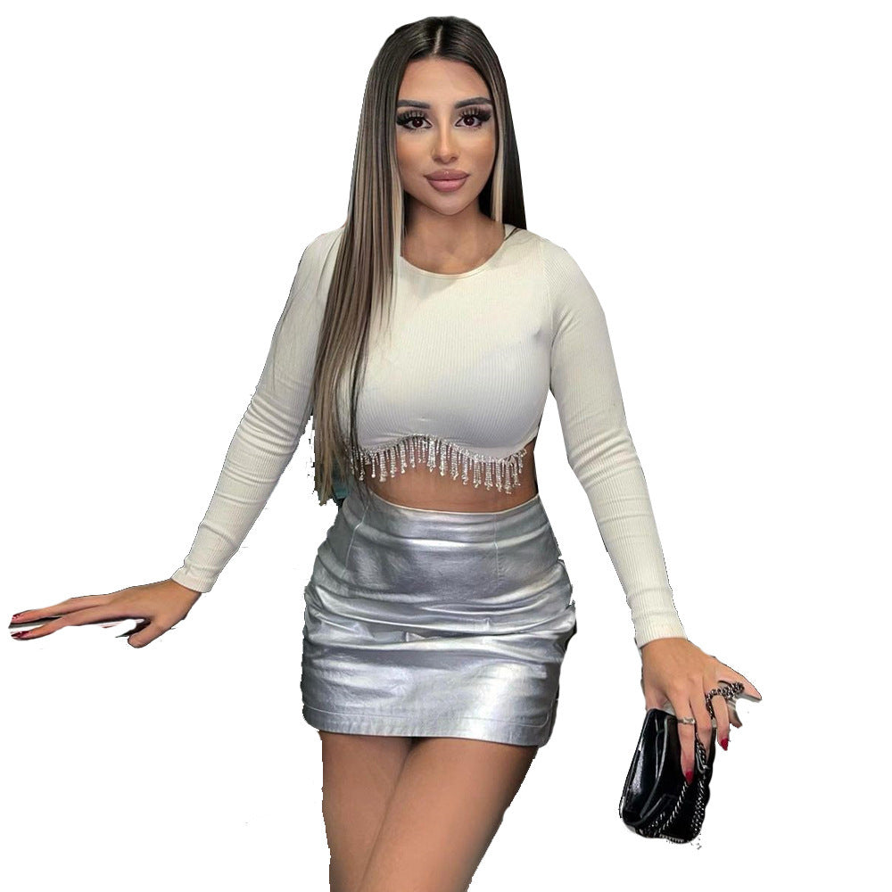 Slim Diamond Top With Exposed Navel