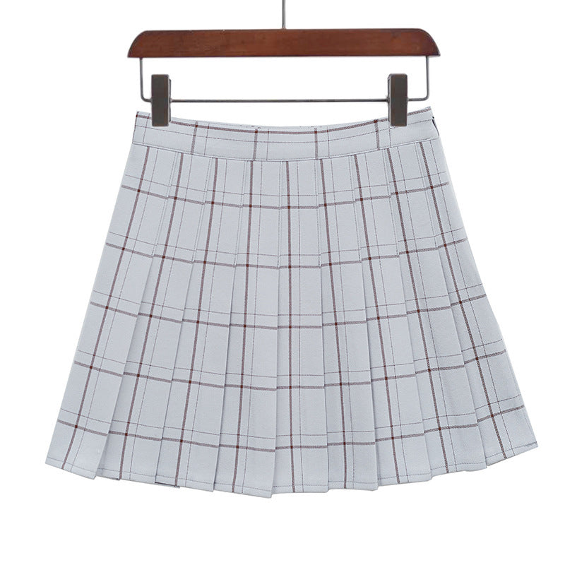 Plaid Pleated High Waist Skirt A- Line Skirt