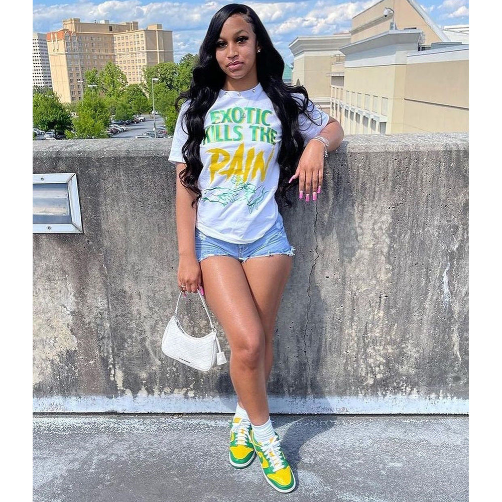 Sports Casual Letter Print Ladies Short-Sleeved T-Shirt