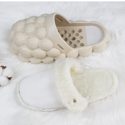 Bubble Shoes With Plush Home Slippers Warm Lovers Couple Slippers Winter Fashion