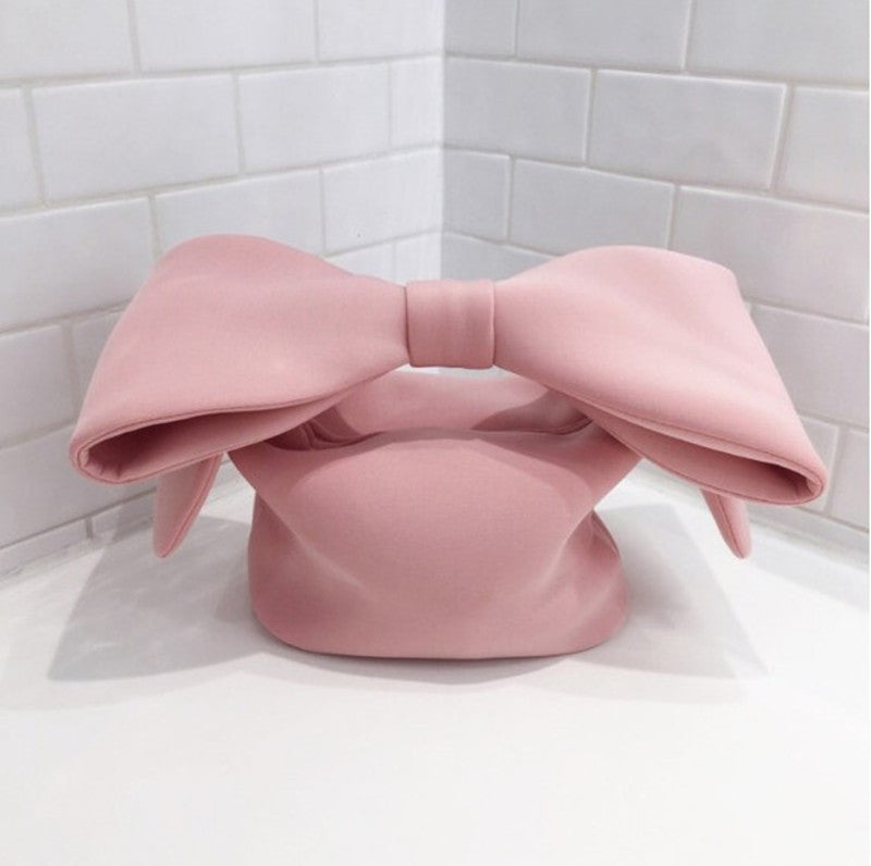 Concave Shape Cute Bow Space Cotton Handbag