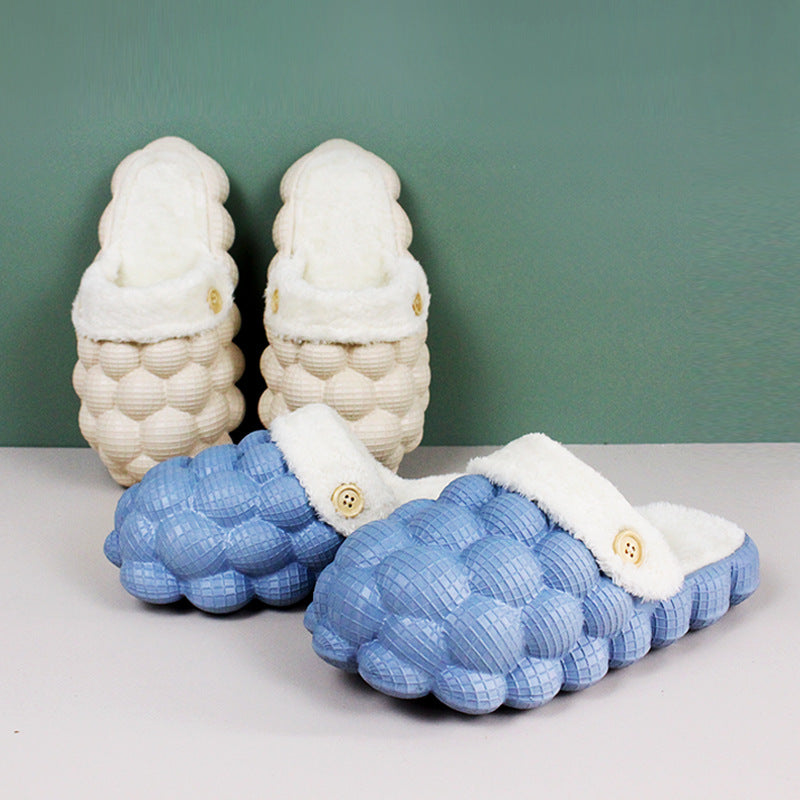 Bubble Shoes With Plush Home Slippers Warm Lovers Couple Slippers Winter Fashion