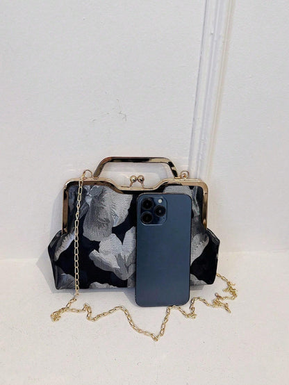 Retro Small Square Bag Handbag Crossbody Bag Cheongsam Leisure Bag Lip Clip Bag