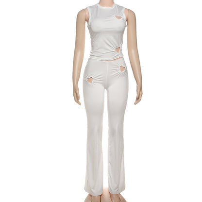 Women's Personality Fashion Solid Color Simple Set