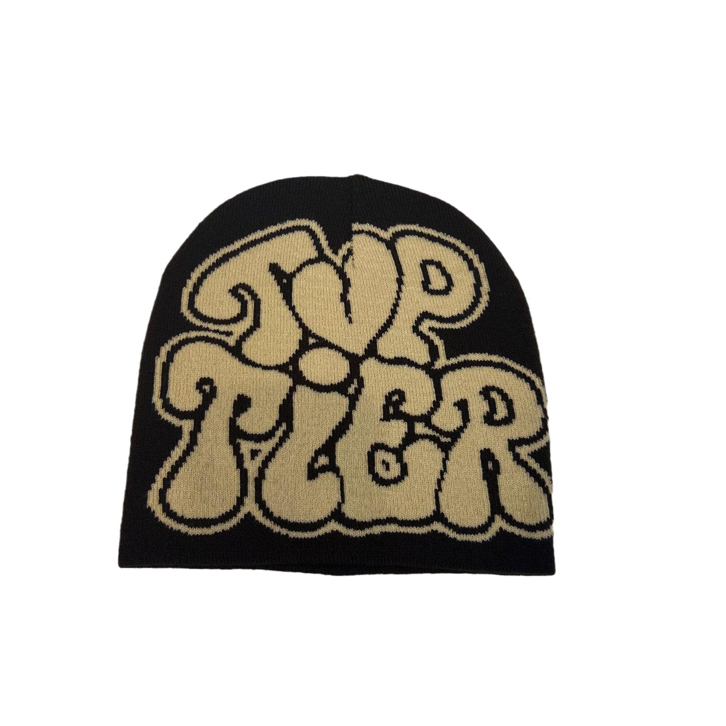 Printed Knitted Sleeve Cap Multi-color Letters Adult Wool