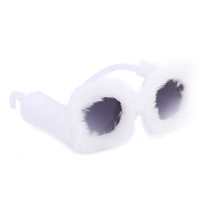 Fashion Round Frame Plush Full Coverage Sunglasses For Women