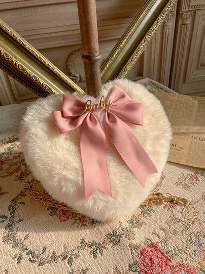 Lolita Heart Pearl Chain Plush Tote