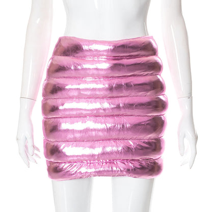 Hot Girl Street Shiny Bubble Tight Hip Dress