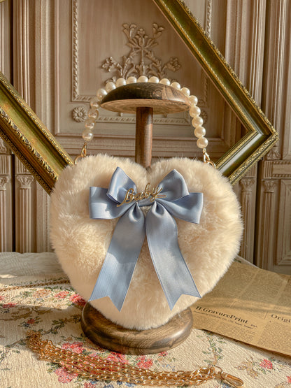 Lolita Heart Pearl Chain Plush Tote