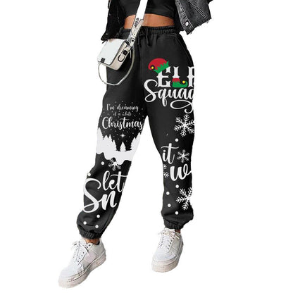 Women's Christmas Positioning Printed Loose Sweatpants