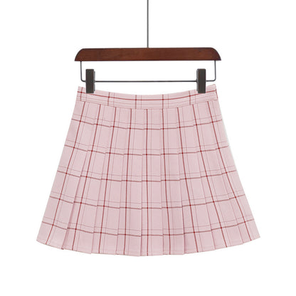 Plaid Pleated High Waist Skirt A- Line Skirt