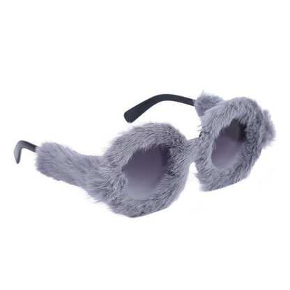 Fashion Round Frame Plush Full Coverage Sunglasses For Women