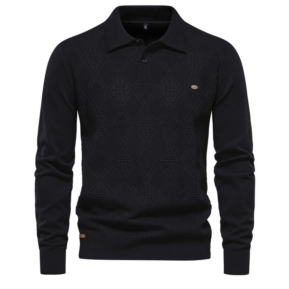 Men's Fashion Slim Lapel Knitted Sweater