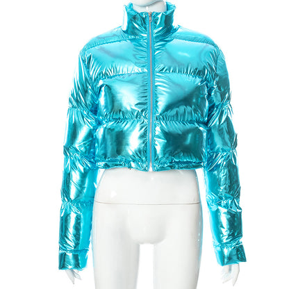 Women's Fashion Shiny Surface Bread Coat Down Cotton-padded Jacket