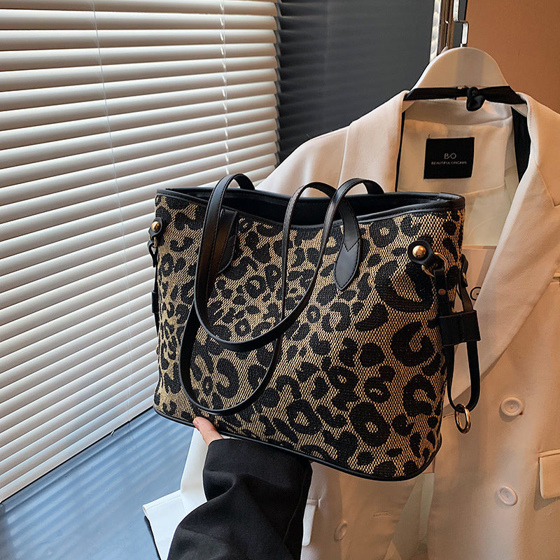 Women's High-grade Leopard Print Large Capacity Totes