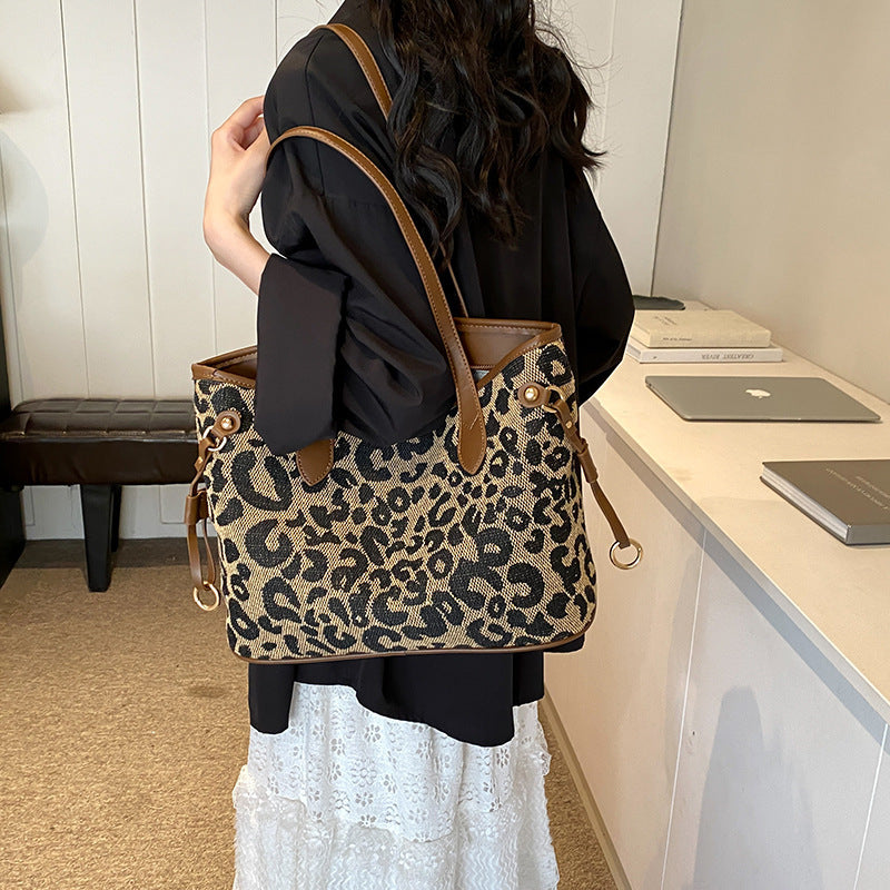 Women's High-grade Leopard Print Large Capacity Totes