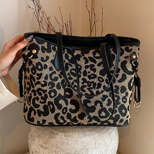 Women's High-grade Leopard Print Large Capacity Totes