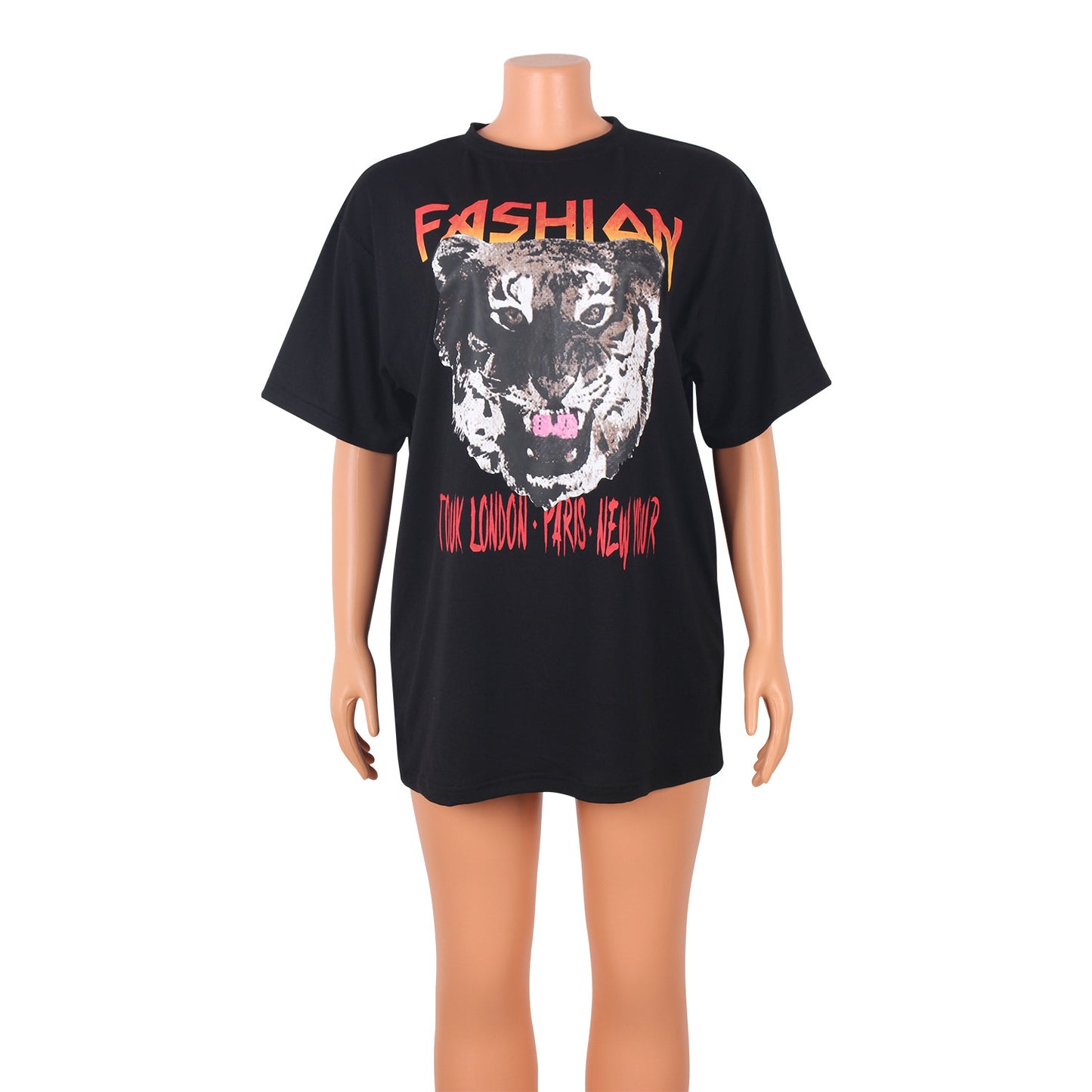 Casual Cotton Imitation Printing Long T-Shirt Half Sleeve