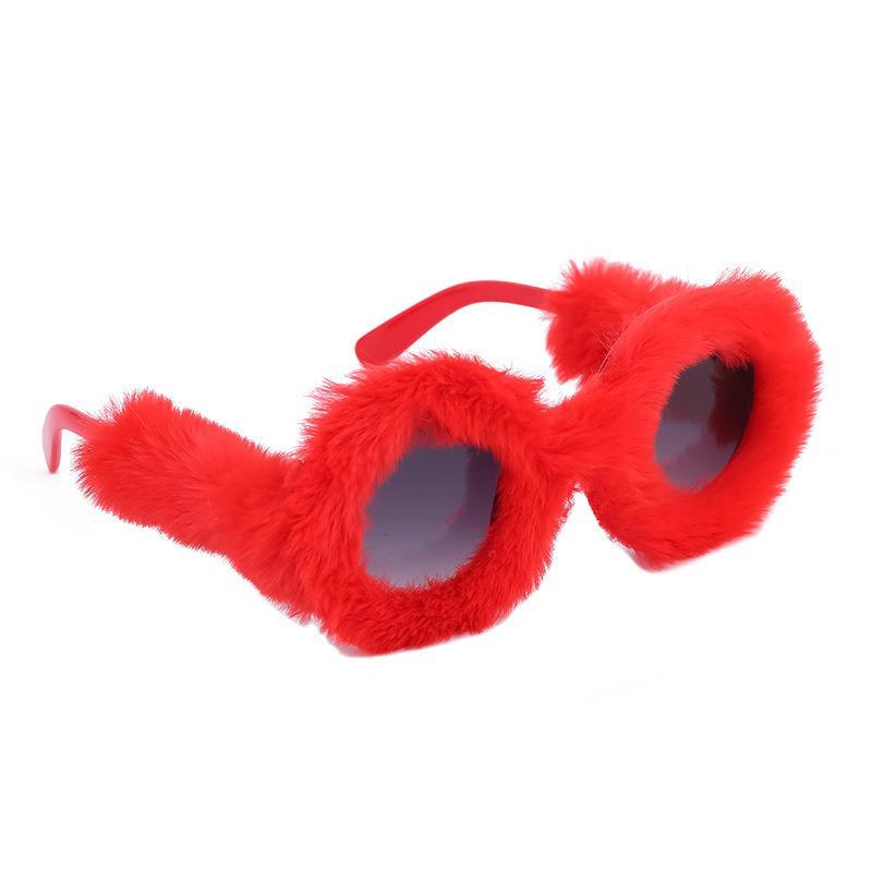 Fashion Round Frame Plush Full Coverage Sunglasses For Women