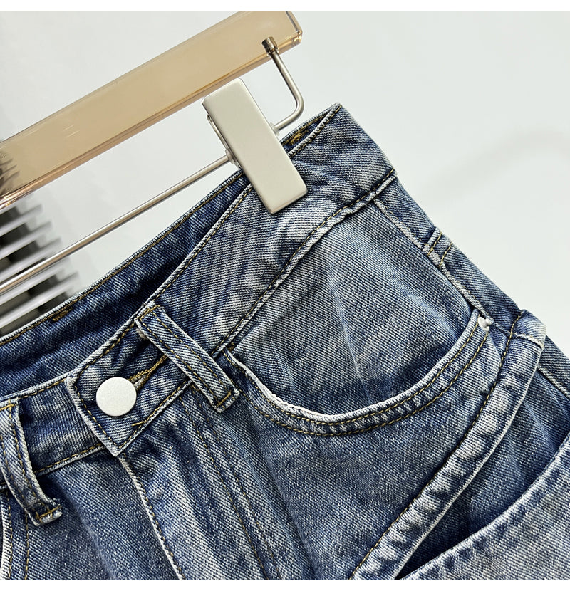 Denim Fashion Skirt High Waist A Line