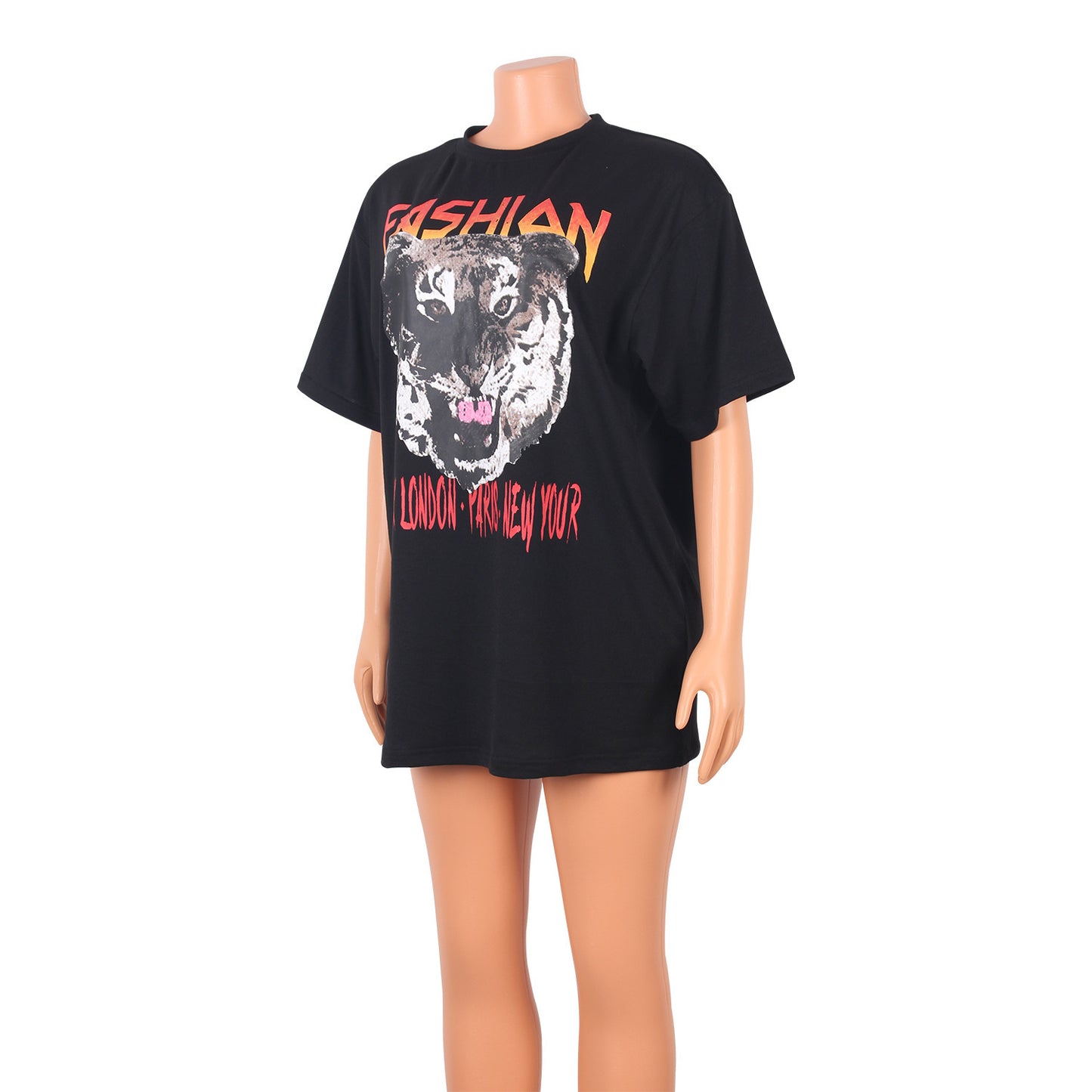 Casual Cotton Imitation Printing Long T-Shirt Half Sleeve