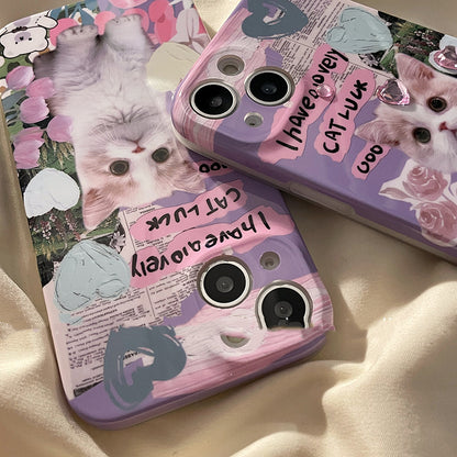 Cute Flower Cat Cartoon Niche Sticker Drill Phone Case