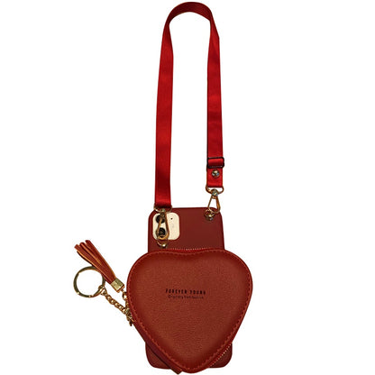 Fashion Burgundy Heart Coin Purse Phone Case