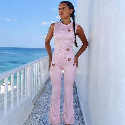 Women's Personality Fashion Solid Color Simple Set
