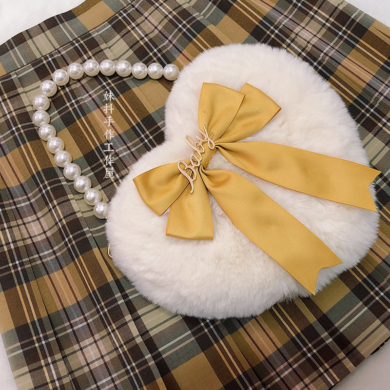Lolita Heart Pearl Chain Plush Tote