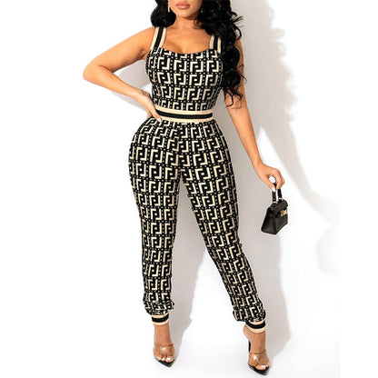 Printed Check Striped Waist Sling Bodysuit