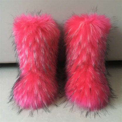 Raccoon Dog Fox Fur Fur Snow Boots