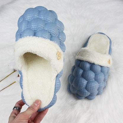 Bubble Shoes With Plush Home Slippers Warm Lovers Couple Slippers Winter Fashion