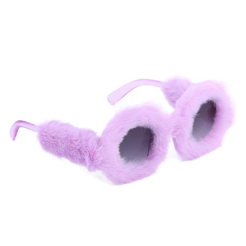 Fashion Round Frame Plush Full Coverage Sunglasses For Women