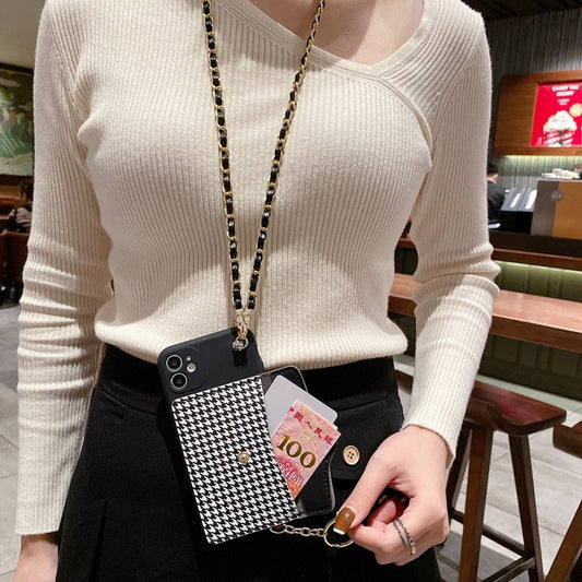 Mobile Phone Case Houndstooth Card Coin Purse