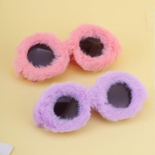 Fashion Round Frame Plush Full Coverage Sunglasses For Women