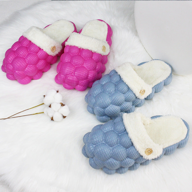 Bubble Shoes With Plush Home Slippers Warm Lovers Couple Slippers Winter Fashion