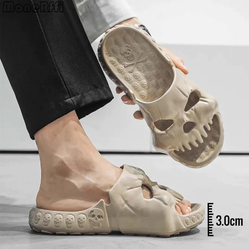 Personalized Skull Design Halloween Slippers Bathroom Indoor Outdoor Funny Slides Beach Shoes